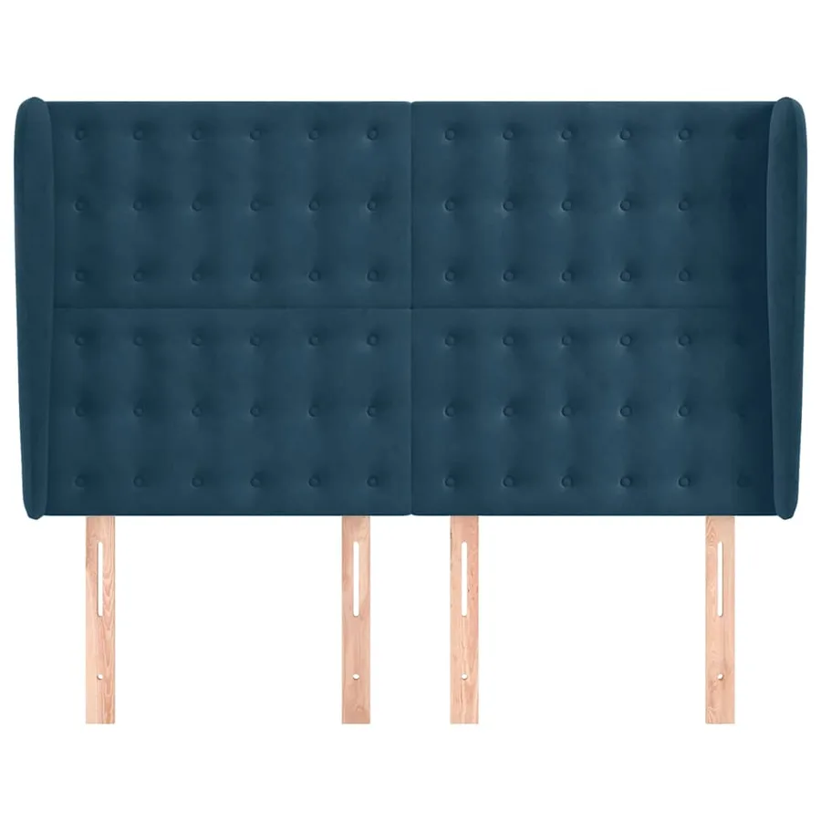 Tête de lit avec oreilles Bleu foncé 147x23x118/128 cm Velours - 3