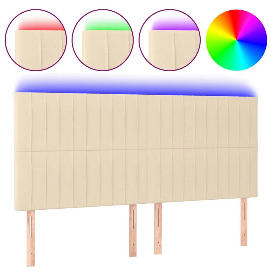 Tête de lit à LED Crème 180x5x118/128 cm Tissu - 2