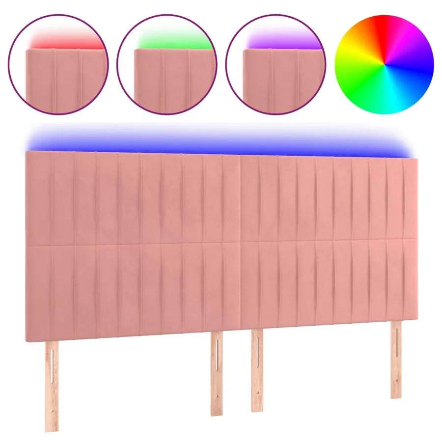 Tête de lit à LED Rose 180x5x118/128 cm Velours - 2