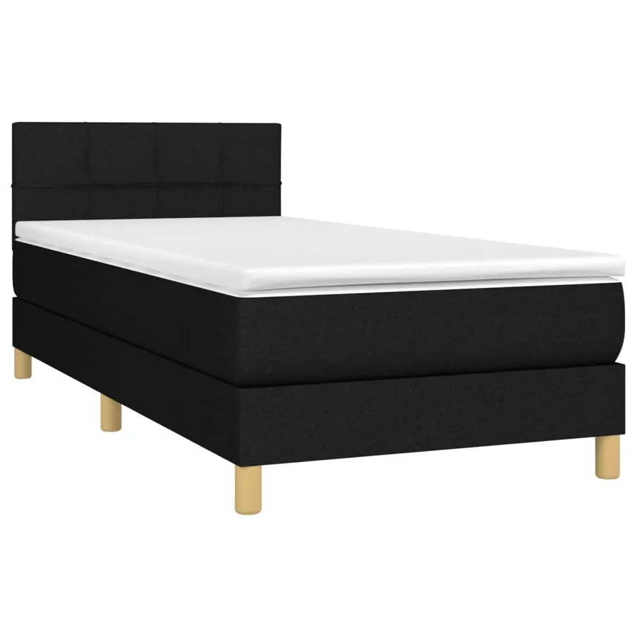 Sommier à lattes de lit avec matelas Noir 90x190 cm Tissu - 3
