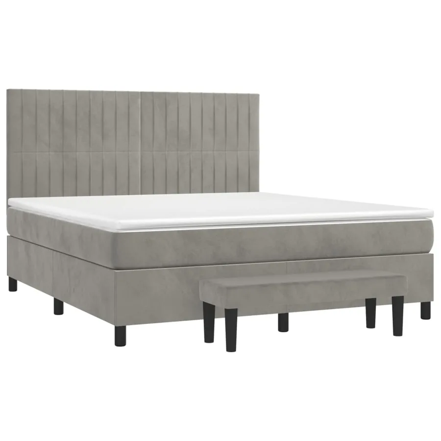 Sommier à lattes de lit et matelas Gris clair 160x200cm Velours - 3