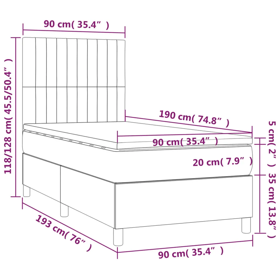 Sommier à lattes de lit avec matelas Rose 90x190 cm Velours - 6