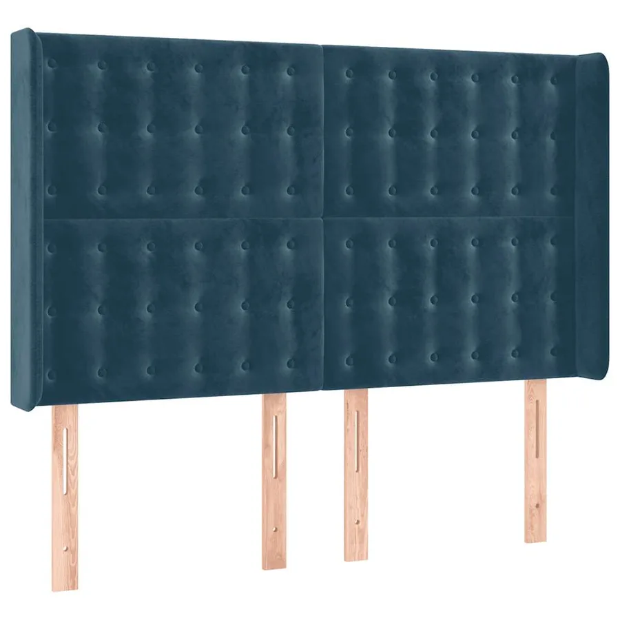 Tête de lit avec oreilles Bleu foncé 147x16x118/128 cm Velours - 2