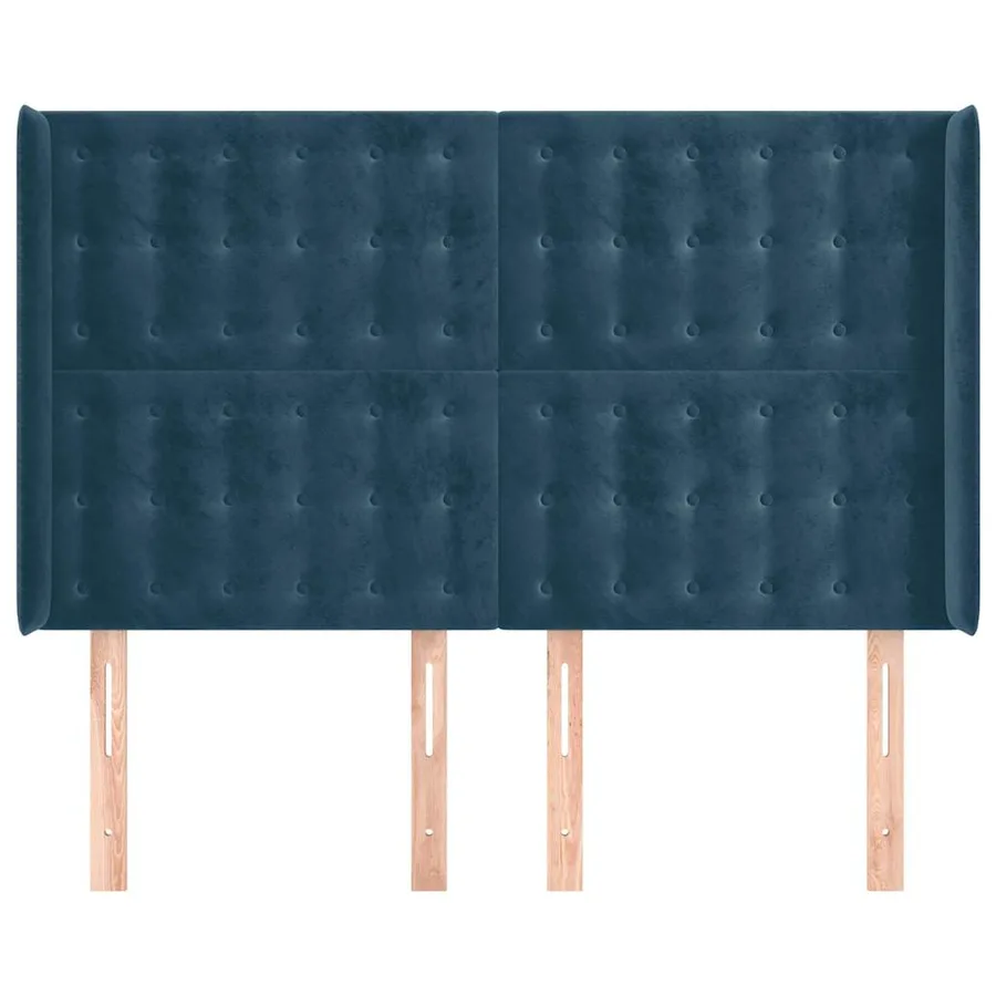 Tête de lit avec oreilles Bleu foncé 147x16x118/128 cm Velours - 3