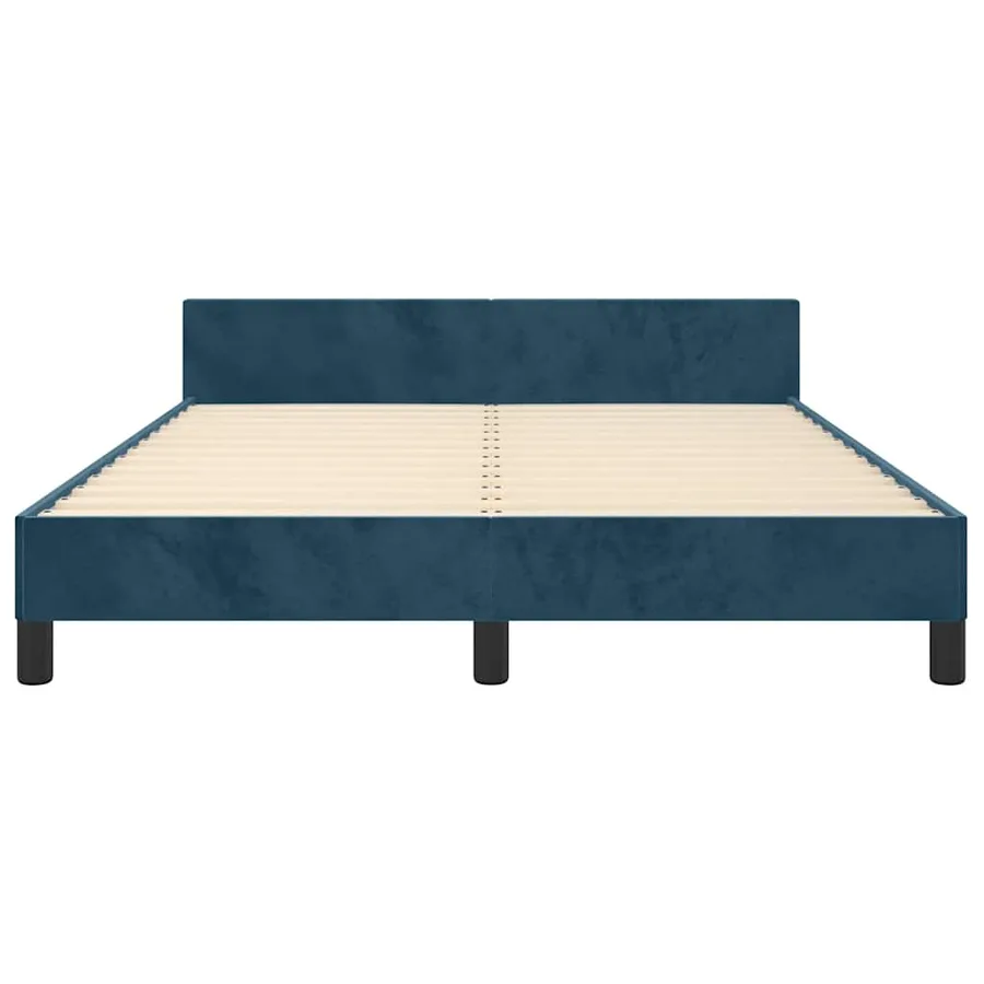 Cadre de lit sans matelas bleu foncé 140x200 cm velours - 6