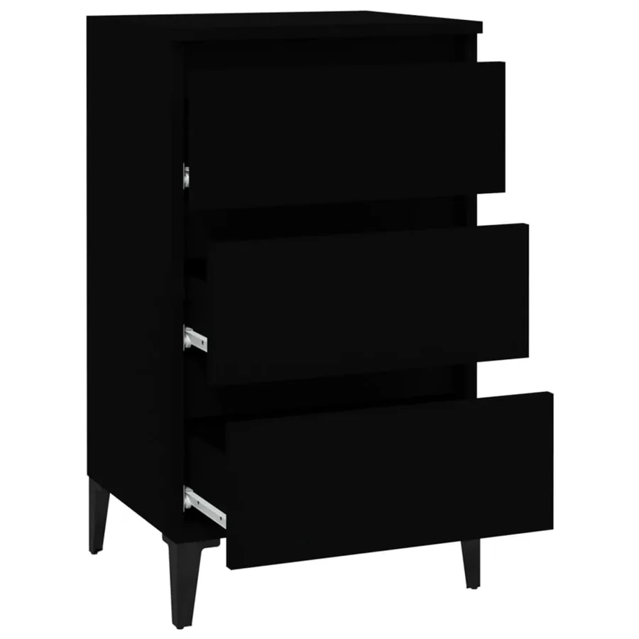 Table de chevet noir 40x35x70 cm bois d’ingénierie - 6