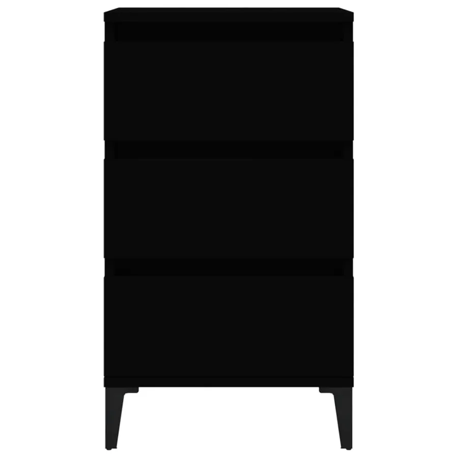 Table de chevet noir 40x35x70 cm bois d’ingénierie - 7