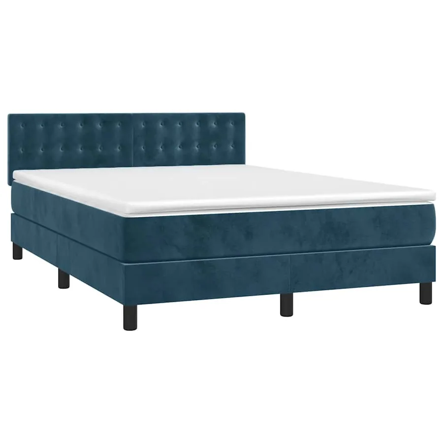 Sommier à lattes de lit avec matelas LED Bleu foncé 140x190 cm - 3