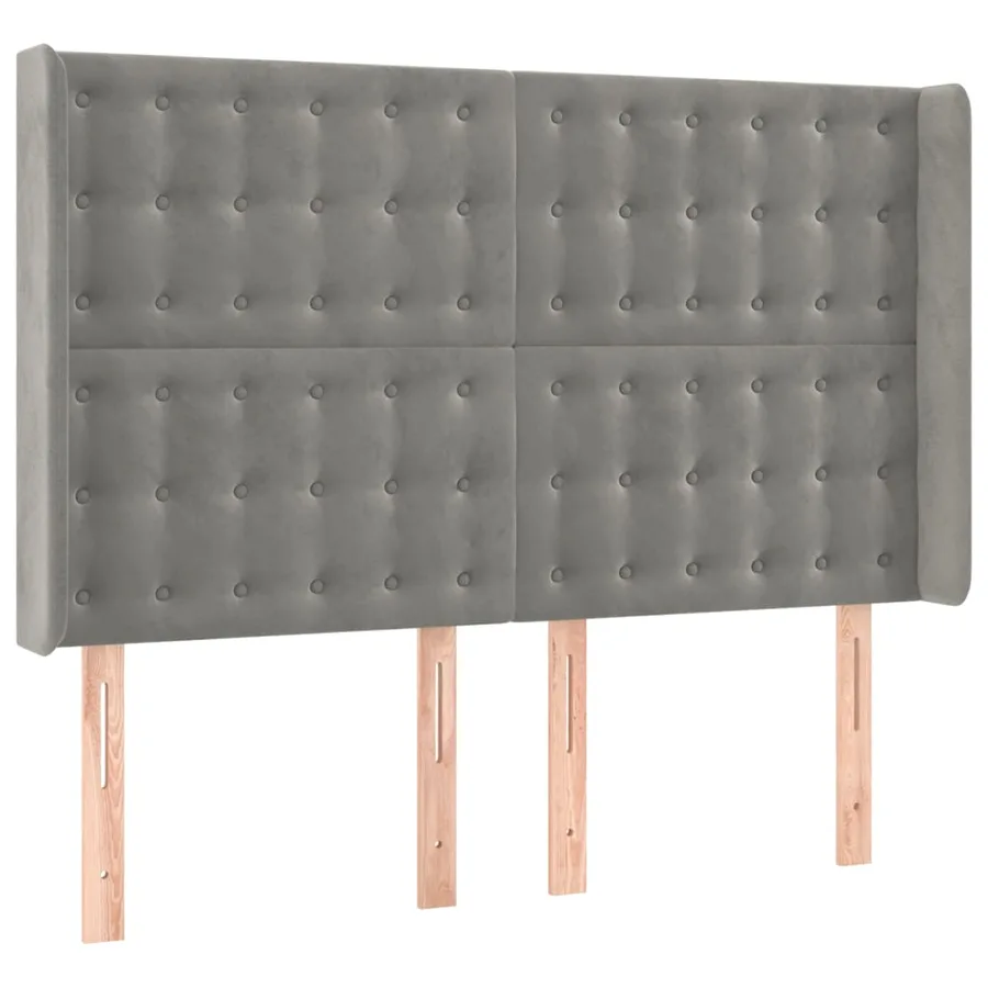 Tête de lit à LED Gris clair 147x16x118/128 cm Velours - 3