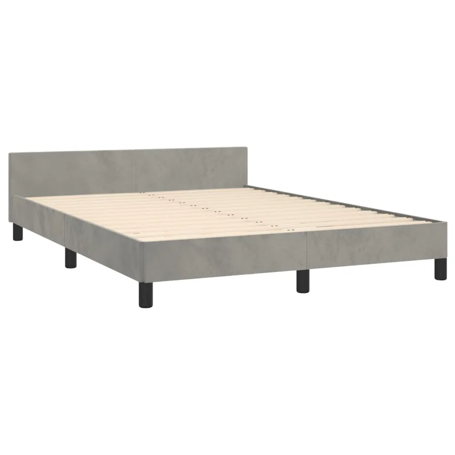 Cadre de lit sans matelas gris clair 140x190 cm velours - 5