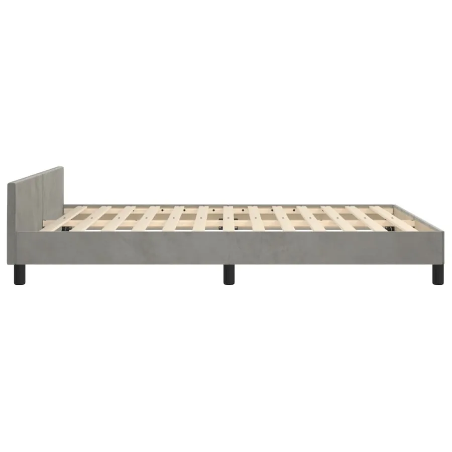 Cadre de lit sans matelas gris clair 140x190 cm velours - 7