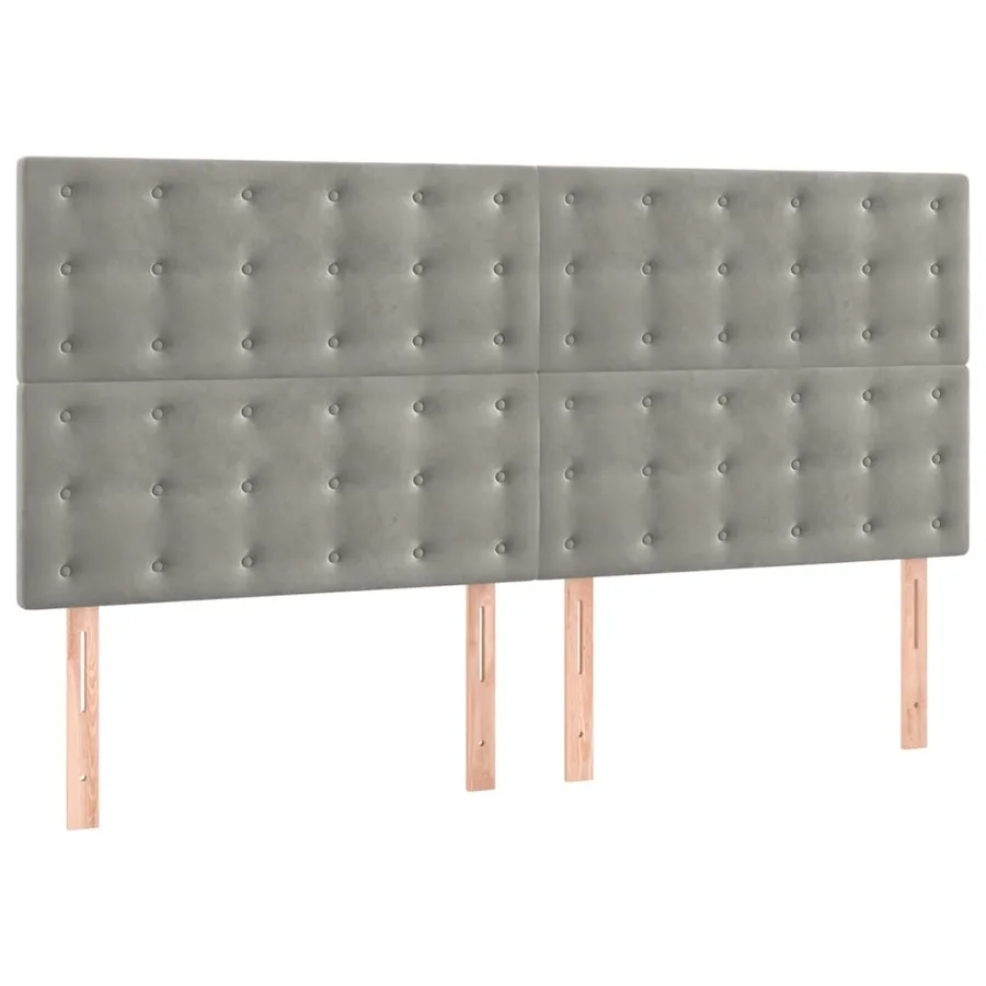 Cadre de lit sans matelas gris clair 140x190 cm velours - 8