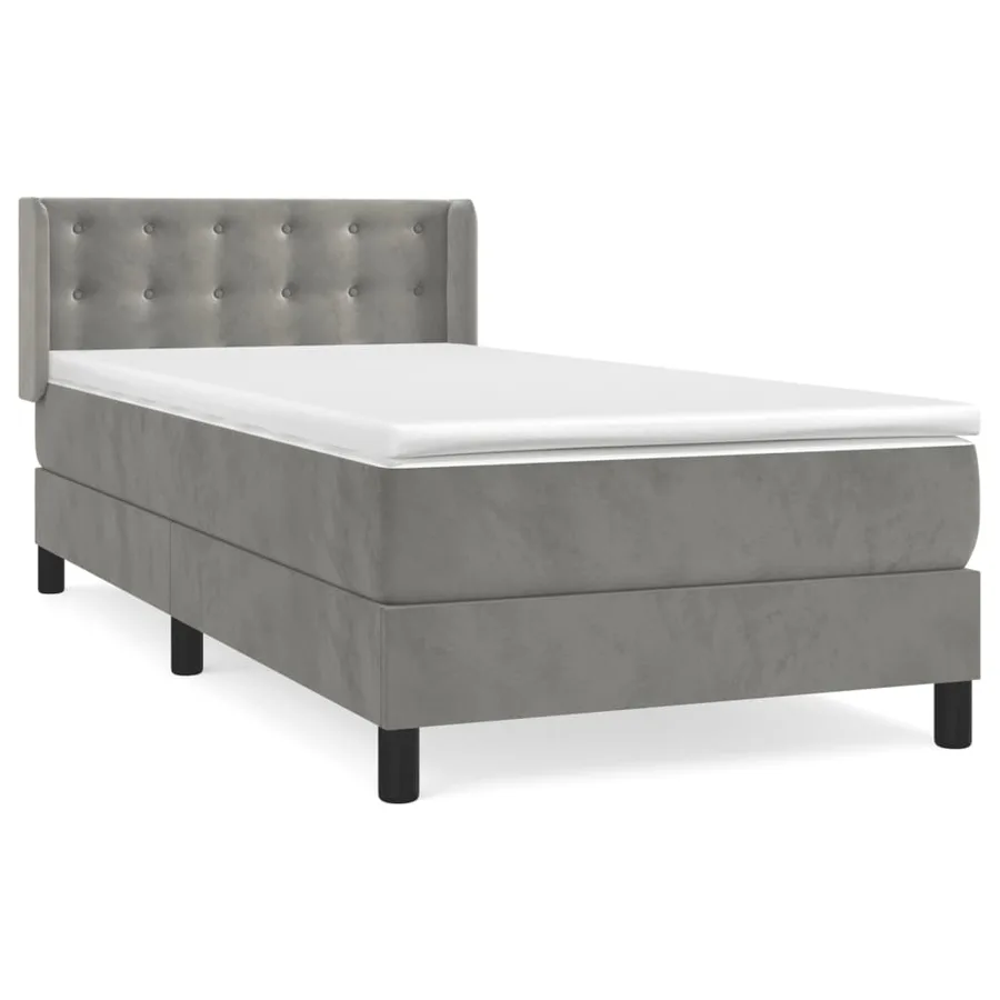 Sommier à lattes de lit et matelas Gris clair 90x190 cm Velours - 2