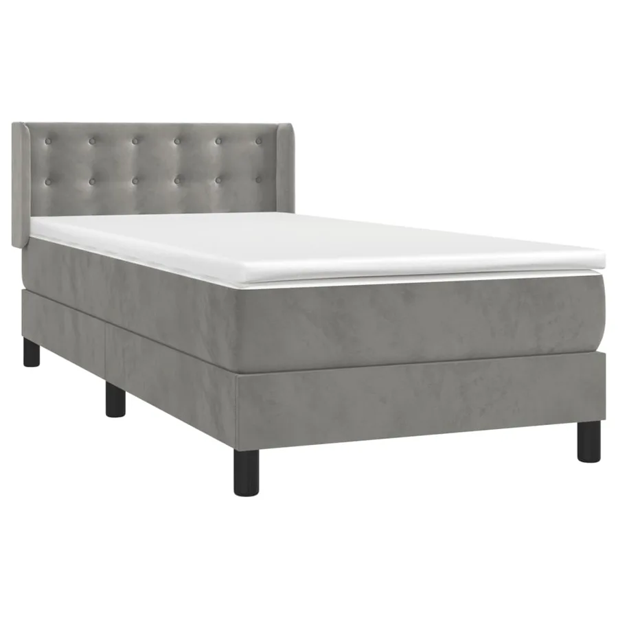 Sommier à lattes de lit et matelas Gris clair 90x190 cm Velours - 3