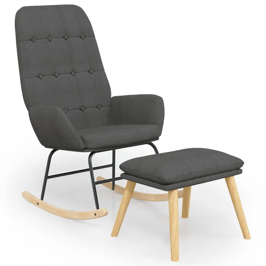Chaise à bascule avec repose-pied Gris foncé Tissu - 2