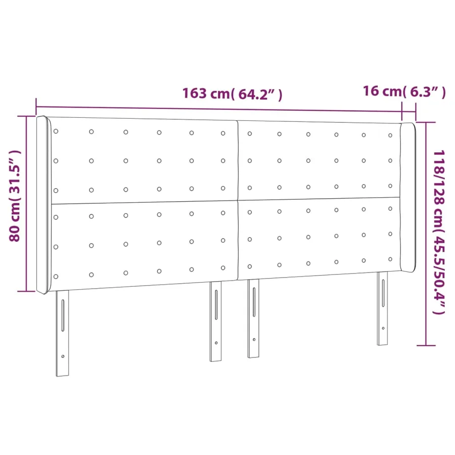 Tête de lit à LED Blanc 163x16x118/128 cm Similicuir - 6