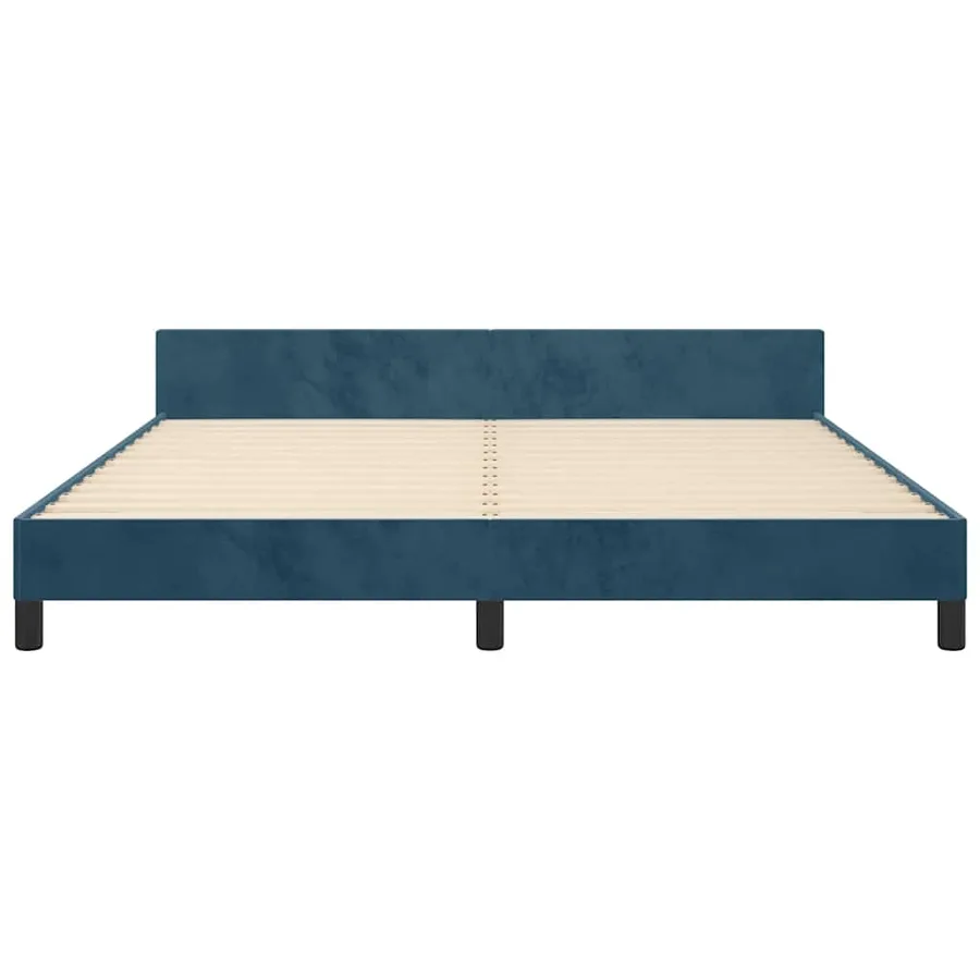 Cadre de lit sans matelas bleu foncé 160x200 cm velours - 6