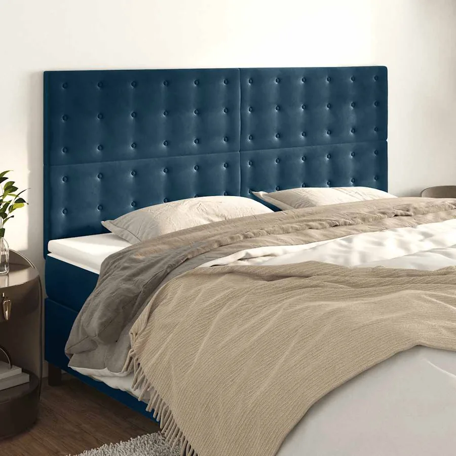 Tête de lit Bleu foncé 160 x 5 x 118/128 cm Velours