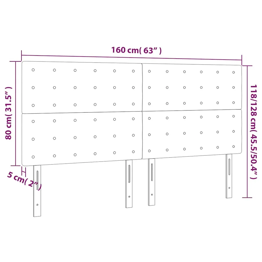 Tête de lit Bleu foncé 160 x 5 x 118/128 cm Velours - 8