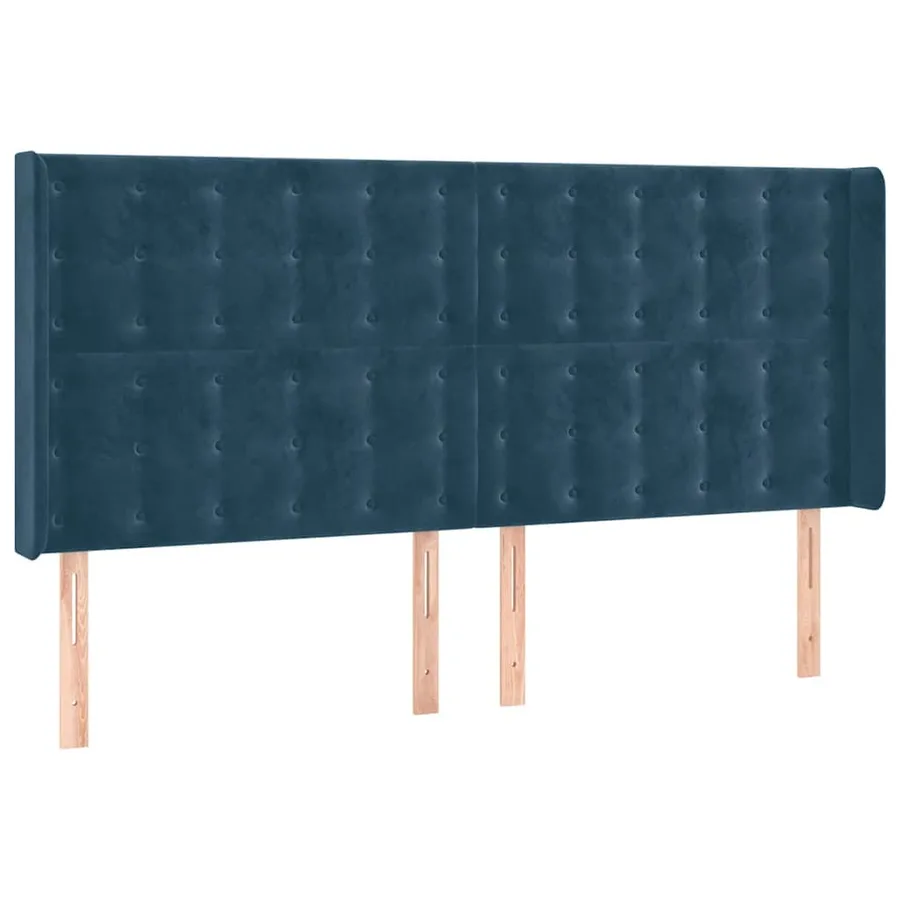 Tête de lit avec oreilles Bleu foncé 163x16x118/128 cm Velours - 2