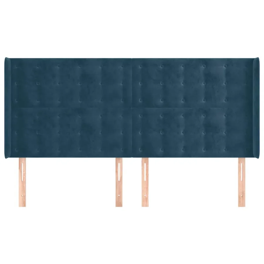 Tête de lit avec oreilles Bleu foncé 163x16x118/128 cm Velours - 3