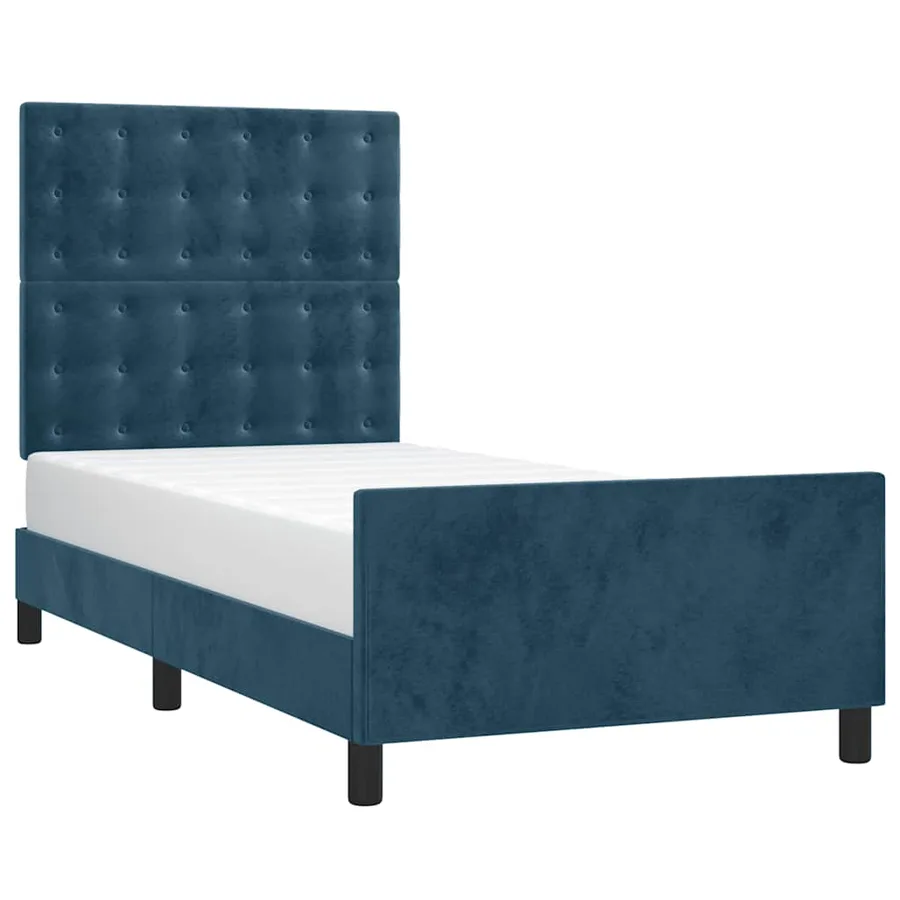 Cadre de lit sans matelas bleu foncé 80x200 cm velours - 3