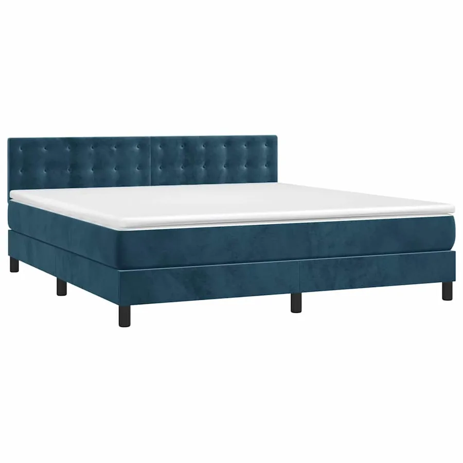 Sommier à lattes de lit matelas et LED Bleu foncé 160x200 cm - 3