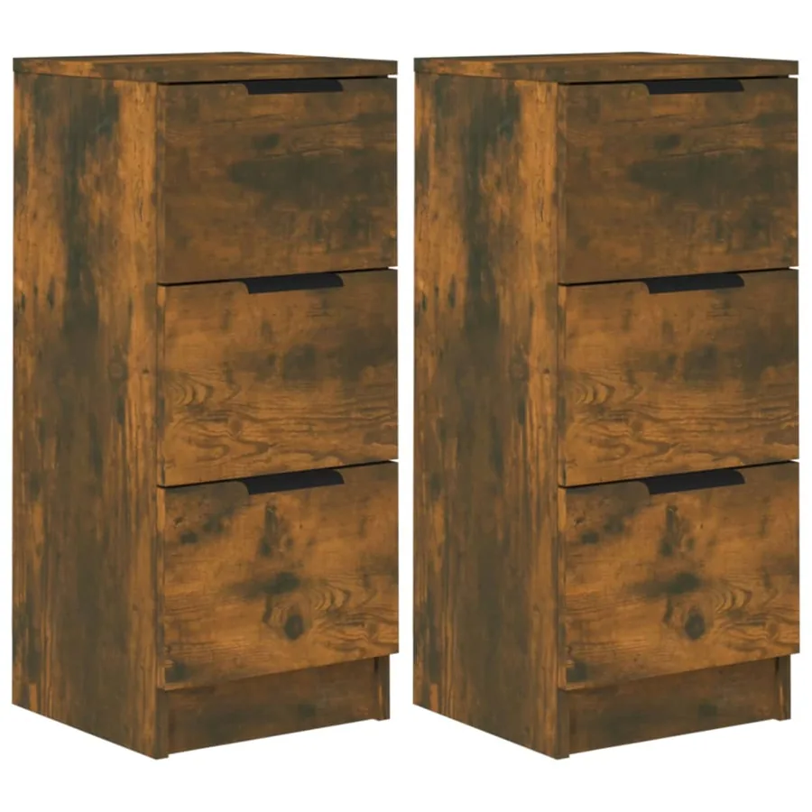 Buffets 2 pcs Chêne fumé 30x30x70 cm Bois d'ingénierie - 2