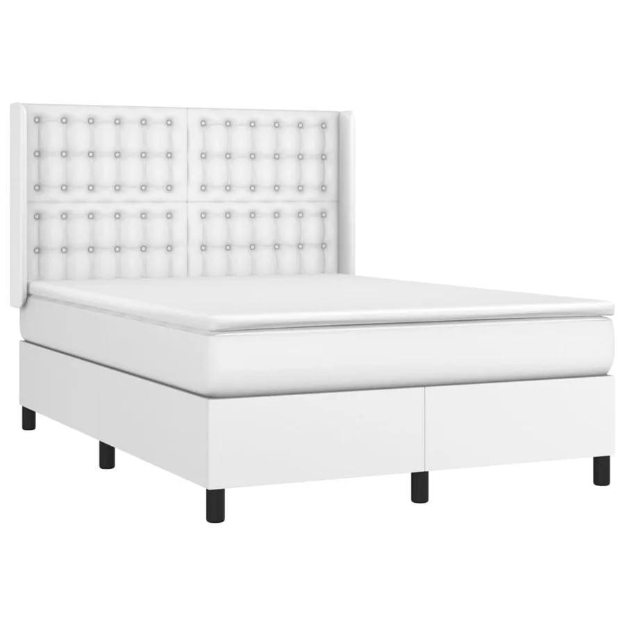 Sommier à lattes de lit matelas LED Blanc 140x190 cm Similicuir - 4