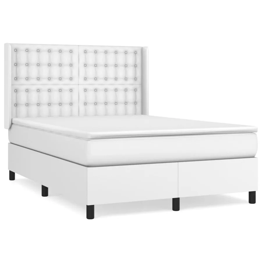 Sommier à lattes de lit avec matelas Blanc 140x190cm Similicuir - 2