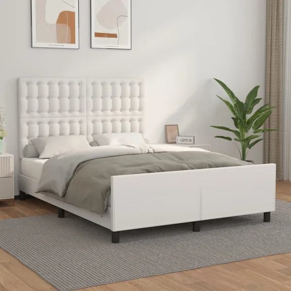 Cadre de lit sans matelas blanc 140x200 cm similicuir