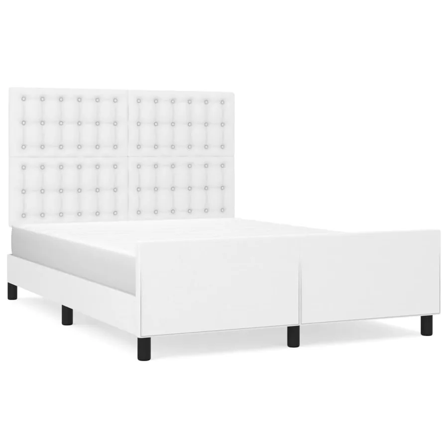 Cadre de lit sans matelas blanc 140x200 cm similicuir - 2