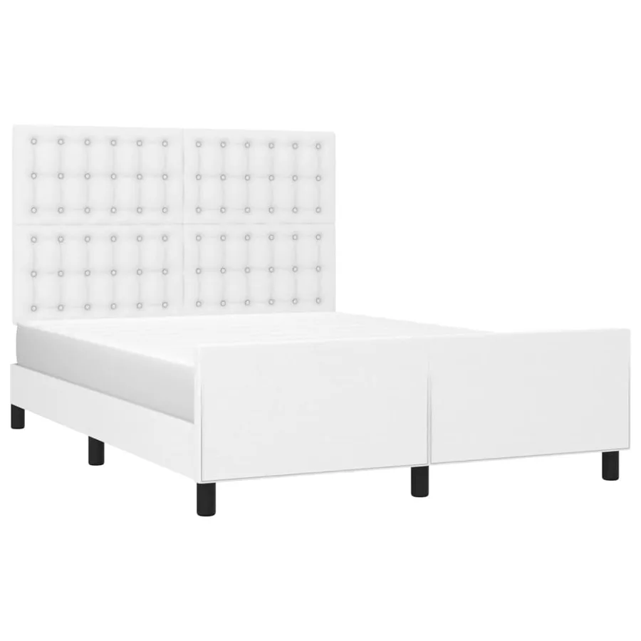 Cadre de lit sans matelas blanc 140x200 cm similicuir - 3