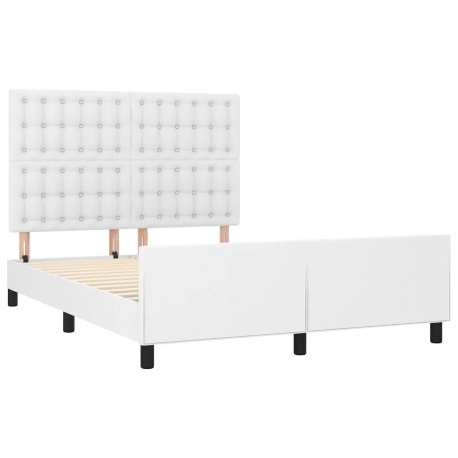 Cadre de lit sans matelas blanc 140x200 cm similicuir - 4