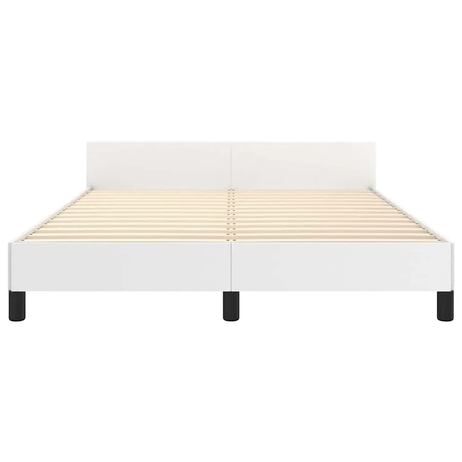 Cadre de lit sans matelas blanc 140x200 cm similicuir - 6