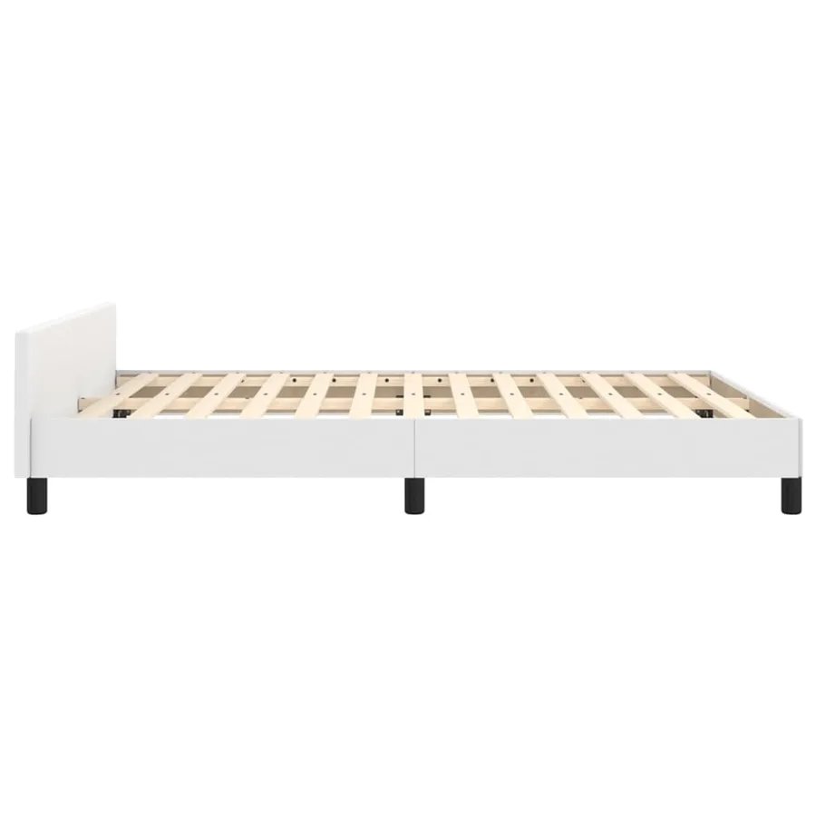 Cadre de lit sans matelas blanc 140x200 cm similicuir - 7