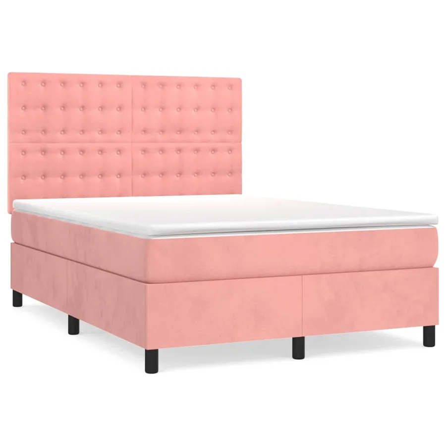 Sommier à lattes de lit avec matelas Rose 140x200 cm Velours - 2