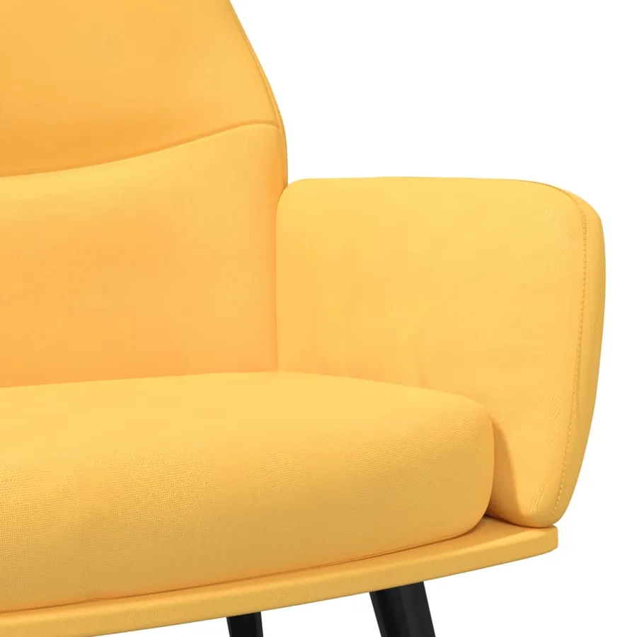 Chaise de relaxation avec tabouret Jaune moutarde Tissu - 7