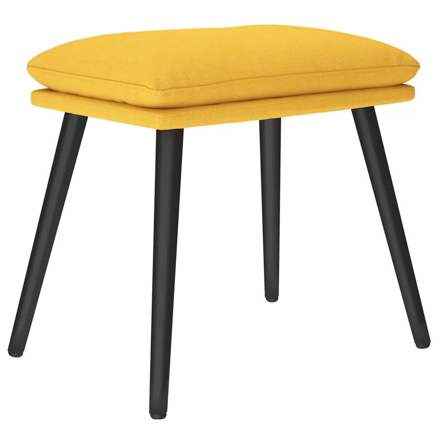 Chaise de relaxation avec tabouret Jaune moutarde Tissu - 8