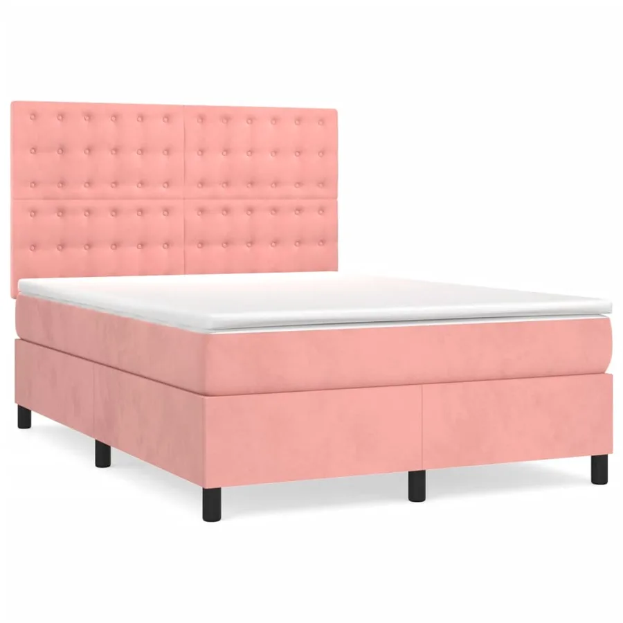 Sommier à lattes de lit avec matelas Rose 140x190 cm Velours - 2
