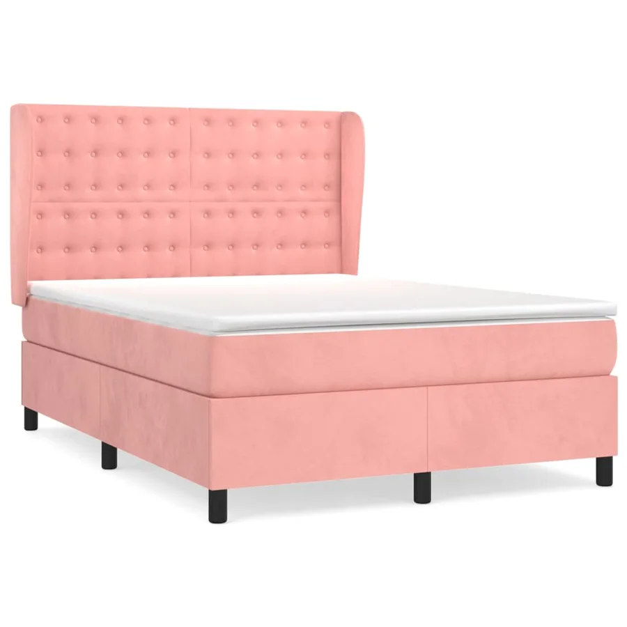 Sommier à lattes de lit avec matelas Rose 140x190 cm Velours - 2