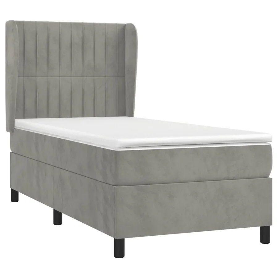 Sommier à lattes de lit et matelas Gris clair 90x200 cm Velours - 3