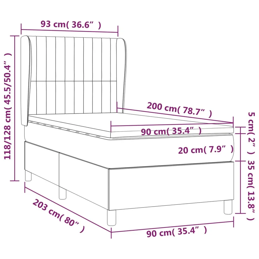 Sommier à lattes de lit et matelas Gris clair 90x200 cm Velours - 7