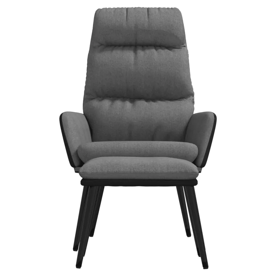 Chaise de relaxation avec tabouret Gris clair Tissu similicuir - 3