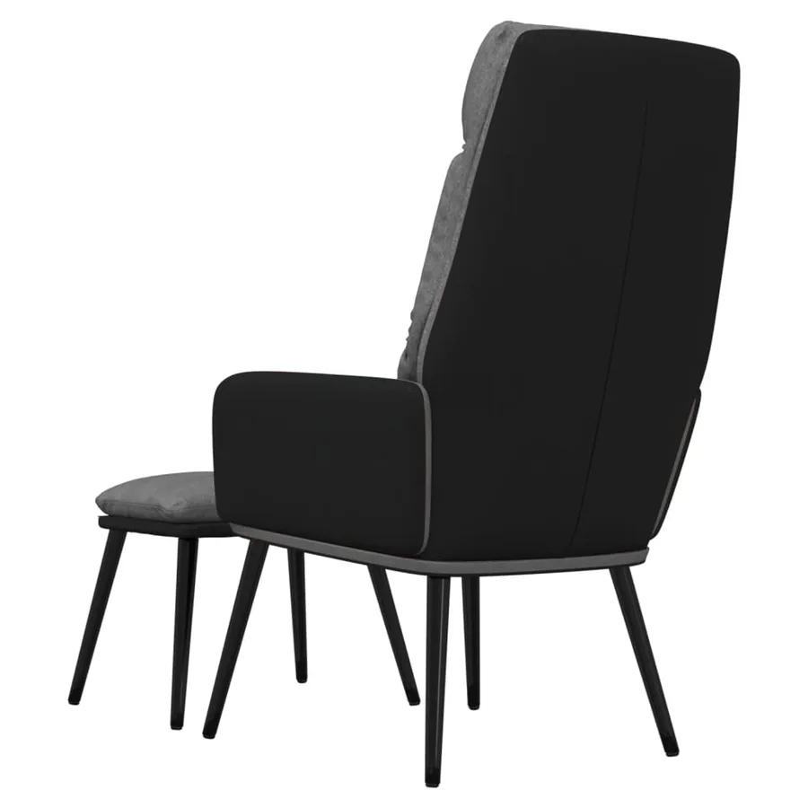 Chaise de relaxation avec tabouret Gris clair Tissu similicuir - 5