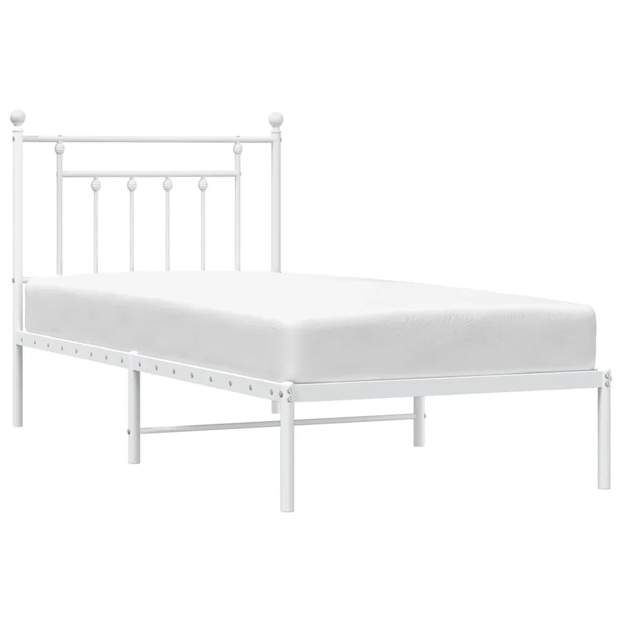 Cadre de lit métal sans matelas avec tête de lit blanc 90x200cm - 5