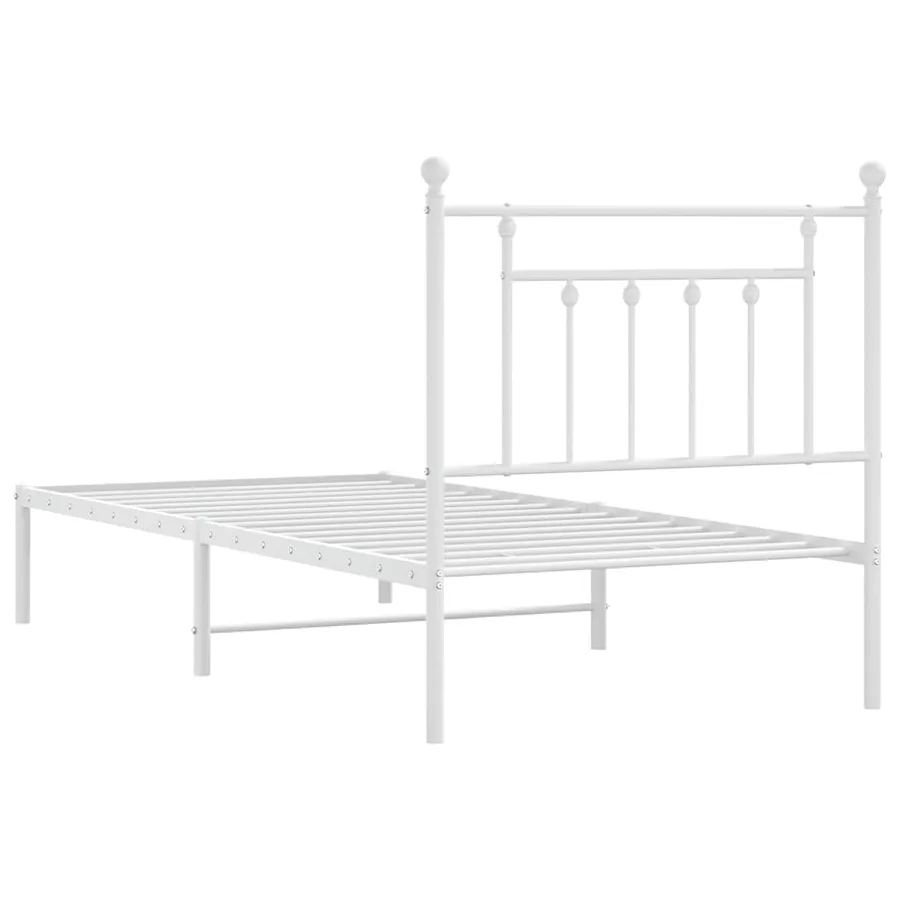 Cadre de lit métal sans matelas avec tête de lit blanc 90x200cm - 8