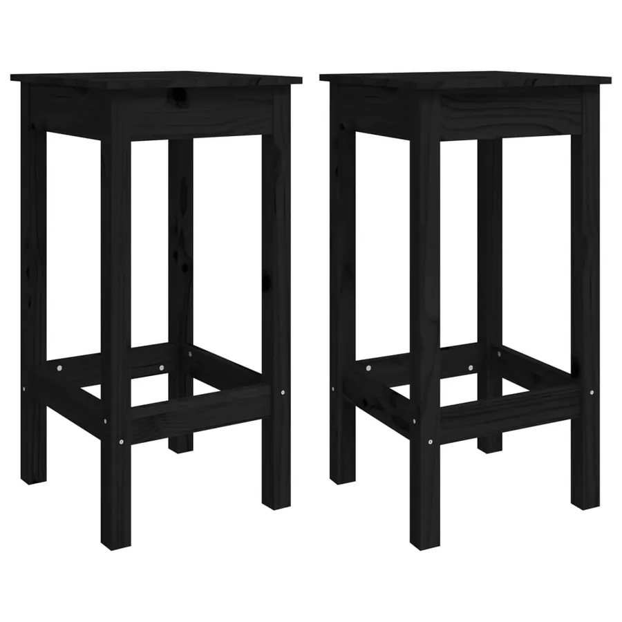 Ensemble de bar de jardin 3 pcs noir bois de pin massif - 5