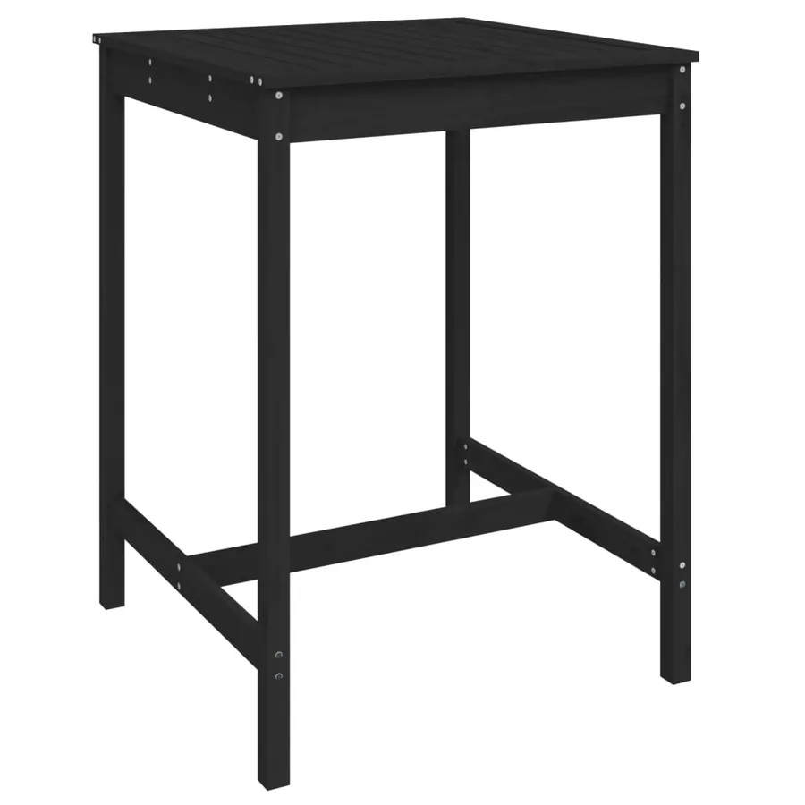 Ensemble de bar de jardin 3 pcs noir bois de pin massif - 7