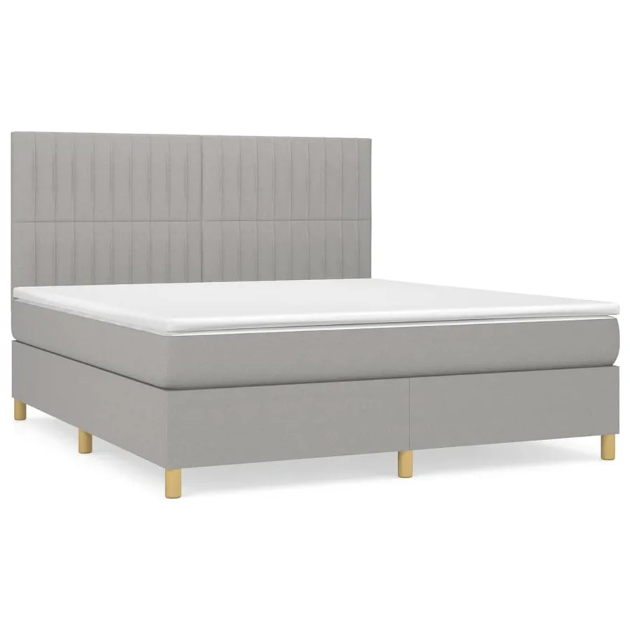 Sommier à lattes de lit avec matelas Gris clair 180x200cm Tissu - 2